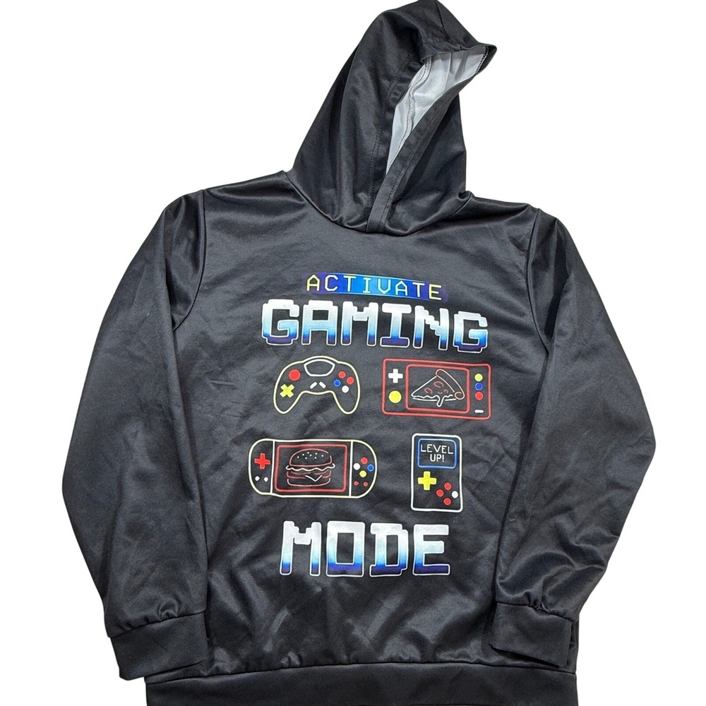 Kids Gaming Hoodie Activate‎ Gaming Mode Black Pullover Size 13-14Y